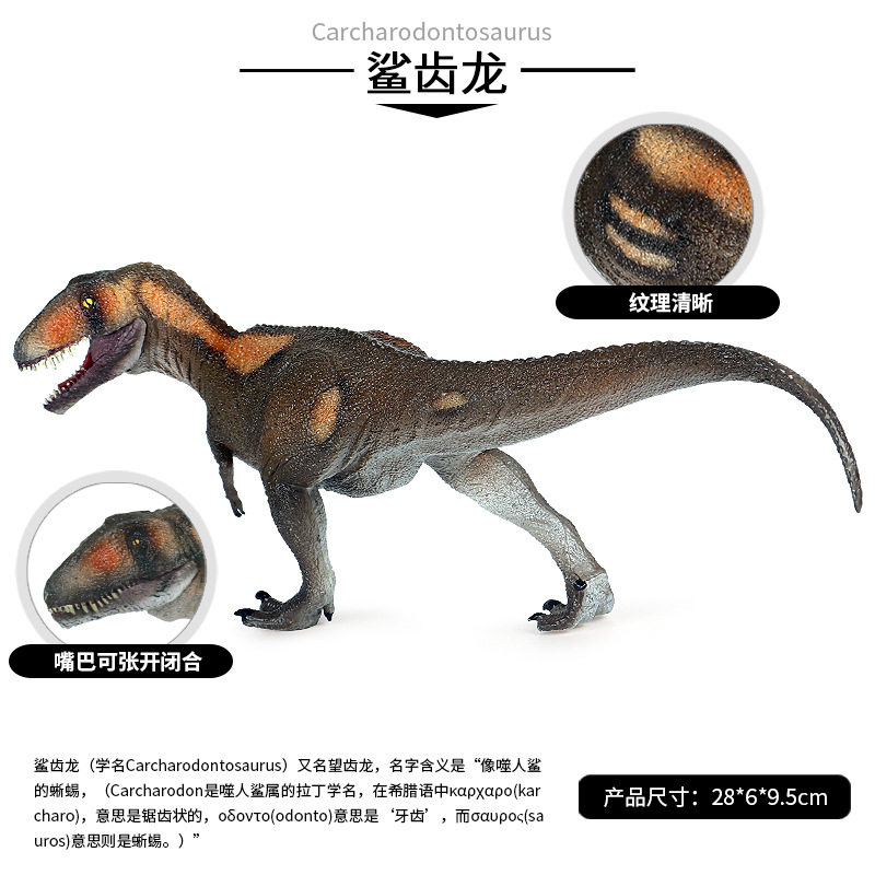 恐龙玩具儿童史前侏罗纪仿真静态动物模型实心塑胶大号鲨齿龙模型