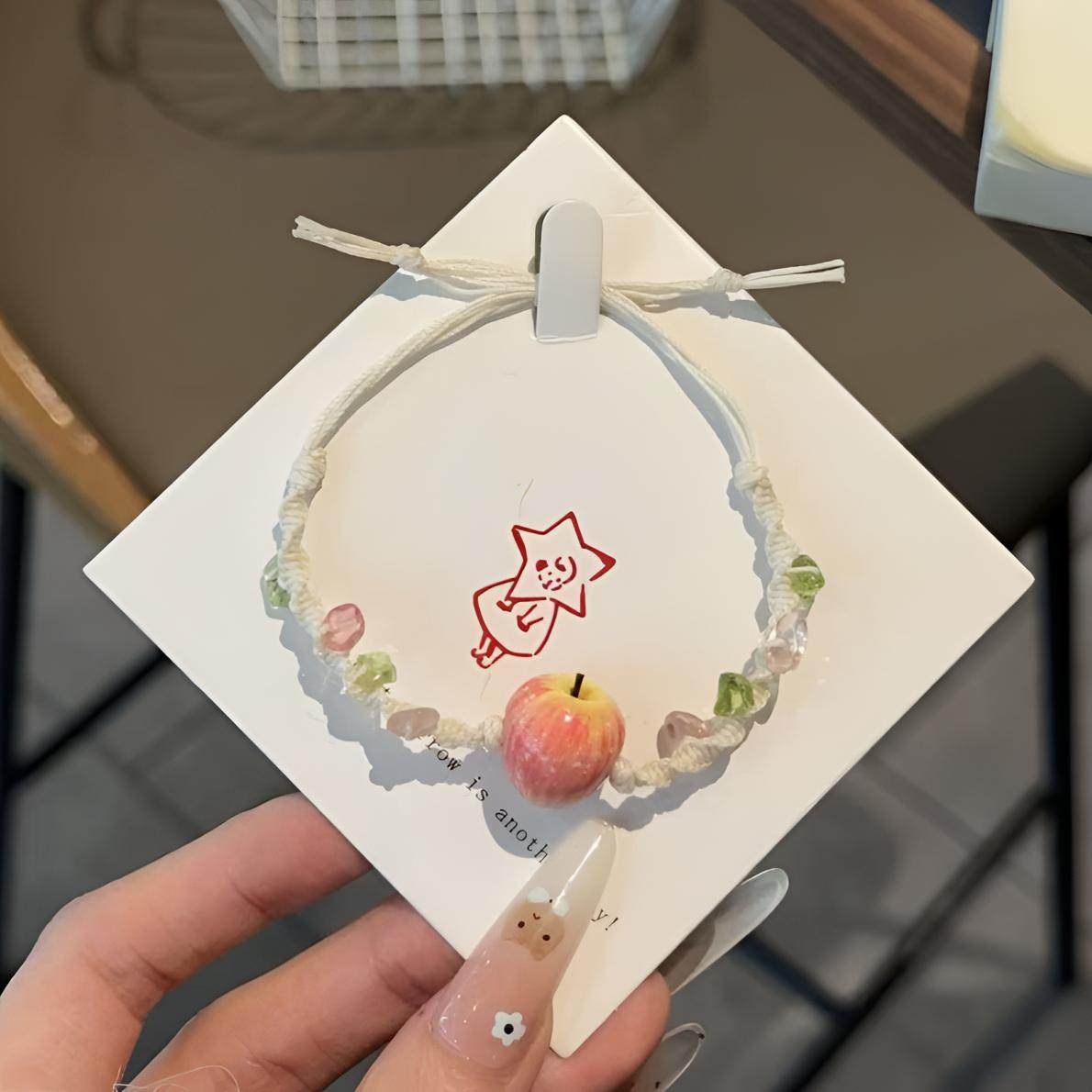 完整苹果手作编织手工ins编绳甜美手链小众成品闺蜜调节手绳礼物,居家日用,居家日用套装,淘宝优惠券,粉丝福利购,淘宝优惠卷