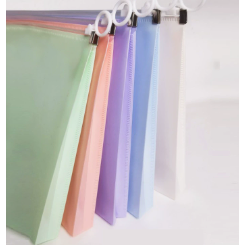 a4文具收纳袋塑料PP透明款防水文件袋学生考试卷分类指环拉链袋