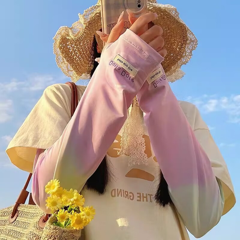 渐变色冰丝防晒袖套女夏季薄款防晒遮阳护臂开车运动骑车户外冰袖