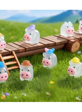 立体树脂DIY饰品夜光职业奶牛公仔 钥匙扣挂件手机壳过家家配件