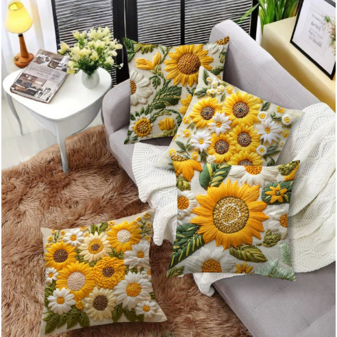 向日葵印花抱枕套沙发靠枕小清新太阳花飘窗床头装饰靠垫