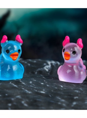 卡通DIY创意立体夜光犄角鸭子 树脂DIY自制桌面摆件鞋花配件