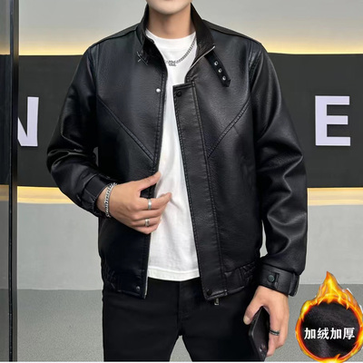 飞行员皮夹克立领加厚
