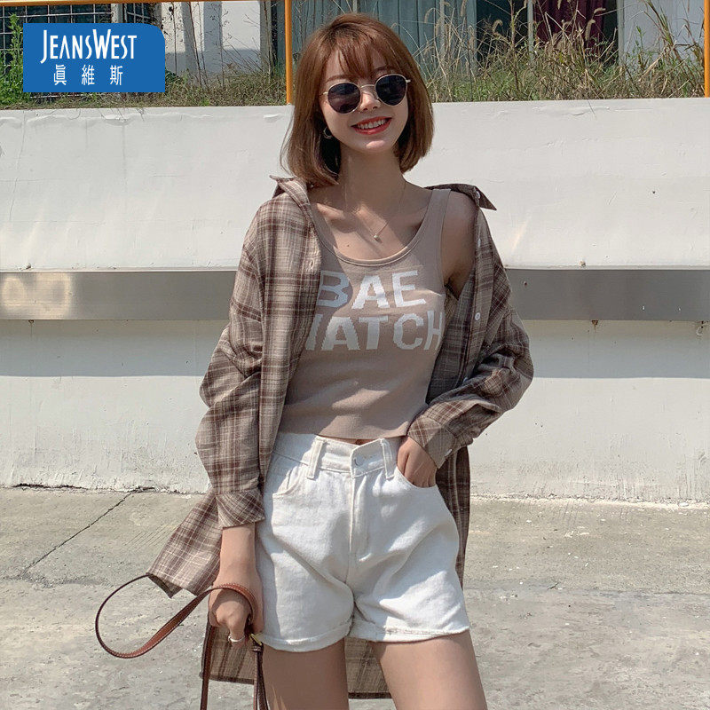 真维斯格子衬衫女开衫设计感小众甜美上衣2020春季新款长袖衬衣