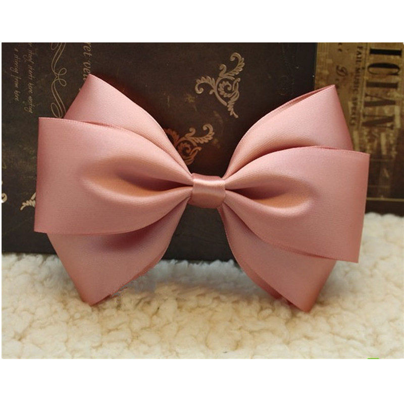 包邮手工大蝴蝶结发饰顶夹后脑勺弹簧发夹酒红深蓝色日韩头饰品