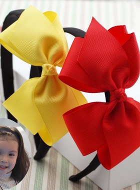 19元包邮 韩国儿童发饰品零 售批 发 大红蝴蝶结发箍黄色公主发卡