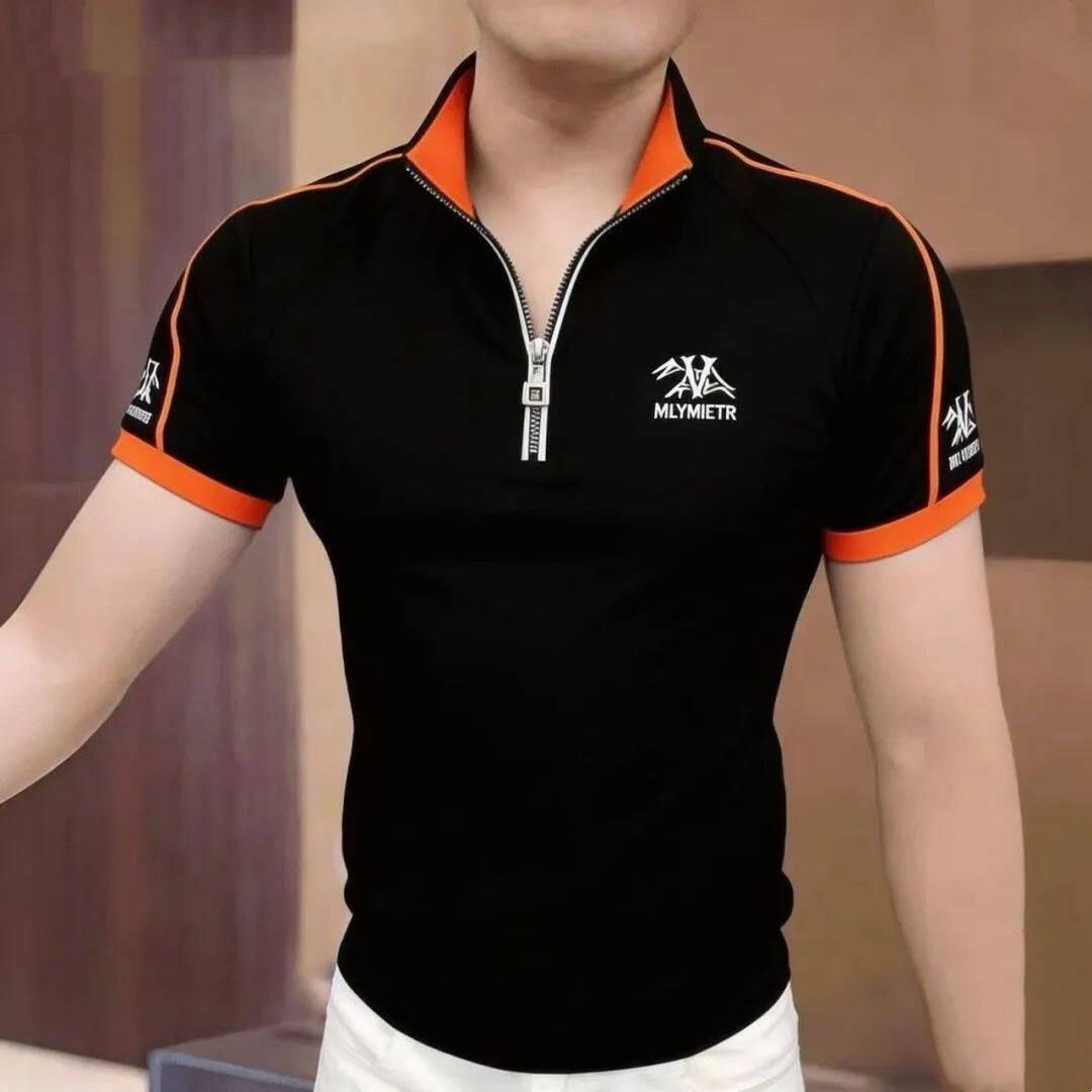 时尚个性潮流新款2026夏季轻奢透气薄款刺绣欧版男士帅气短袖t恤