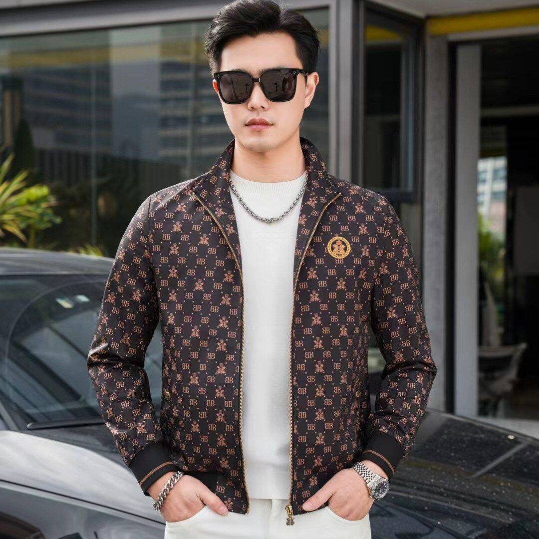 2026春季新款欧货潮牌刺绣印花立领夹克外套男时尚百搭休闲上衣潮