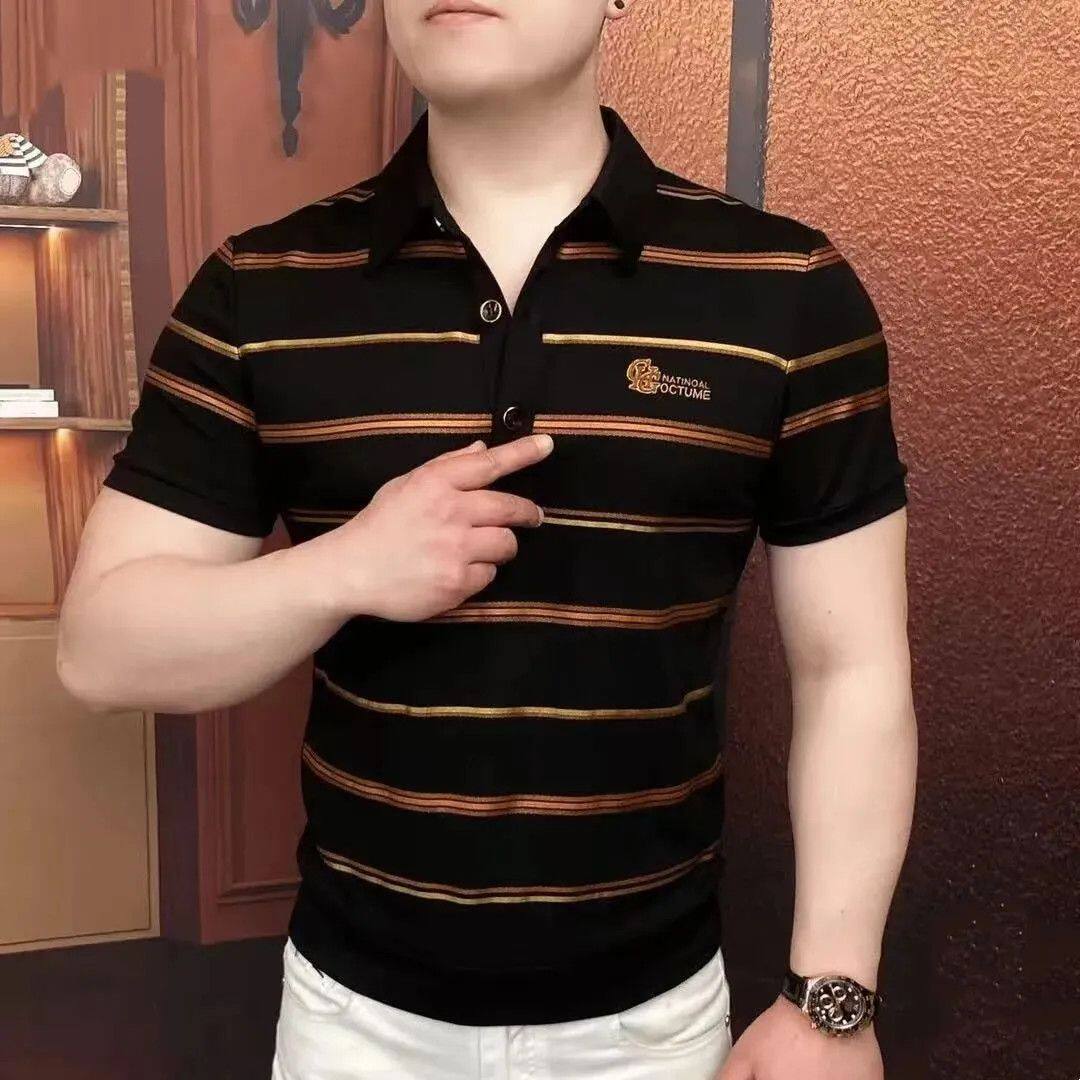 2026年夏季新款男士轻奢透气百搭翻领潮流Polo衫休闲商务t恤衫