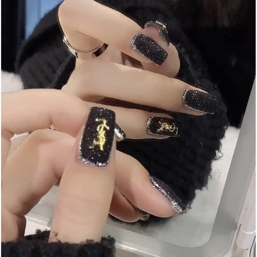 网红大牌英文logo金属美甲饰品