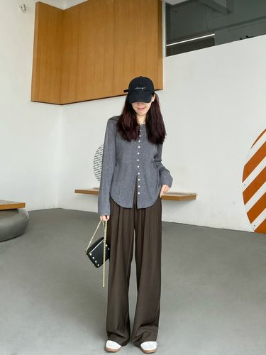 bi入榜西装神裤质感帅气拖地裤