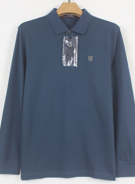 金LL 男士 秋冬新款 翻领 孔雀蓝 吊牌齐全 弹力  长袖T恤衫08132