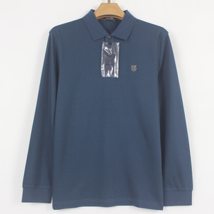 金LL 男士 秋冬新款 翻领 孔雀蓝 吊牌齐全 弹力  长袖T恤衫08132