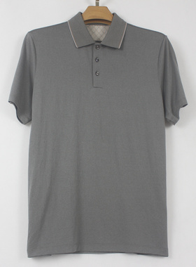 JMW 24新款夏款丝光棉桑蚕丝 男士翻领弹力时尚休闲短袖T恤 05141