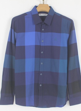 XFC 男士 春秋新款长袖深蓝色弹力 95.4棉修身 商务休闲衬衫10291