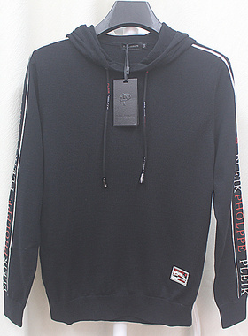 P25秋冬新款 男士 连帽 针织羊毛 深蓝色 保暖百搭时尚T恤12291