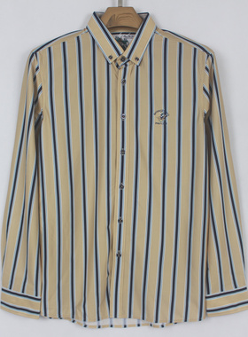 BH利 25男士秋冬新款 弹力翻领竖条 商务休闲 长袖衬衫08203