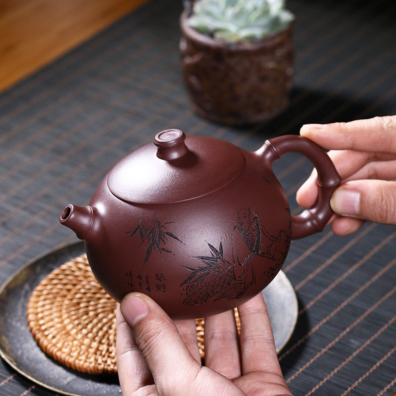 纯手工制作宜兴原矿紫泥茶壶 大容量中式复古紫砂泡茶壶