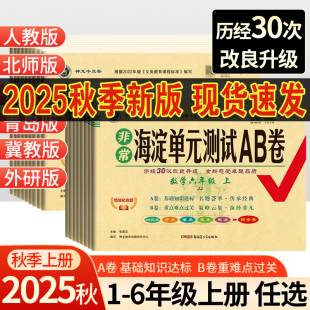 测试卷期中期末试卷 小学2年级同步检测ab卷单元 2025秋海淀单元 测试AB卷一二三四五六年级上册下册语文数学英语苏教人教北师外研版