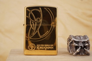 ZIPPO打火机 2001年B全新镀金镜面蚀刻2002年韩日世界杯 原装 正版