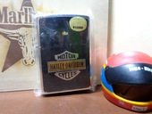 原装 2000年E全新未拆封镀银哈雷单面24K真金象嵌打火机zippo 正版