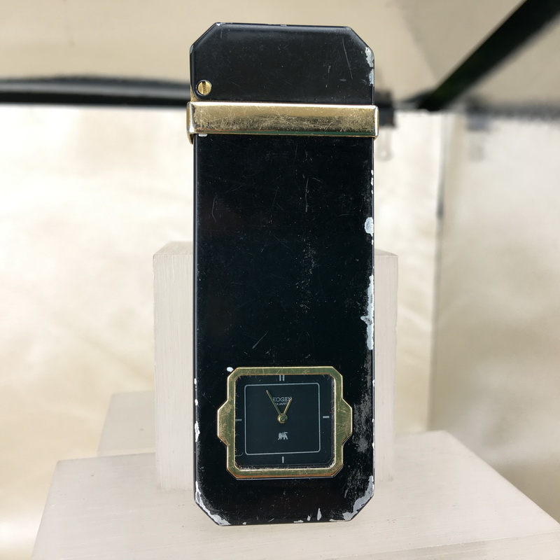 原装正版 二手KOGEN古董超薄纤巧黑漆八方嵌怀表打火机 古董玩物