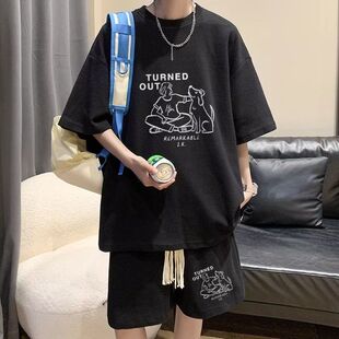 男装HT91华夫格五分套装黑白灰蓝P20M5XL