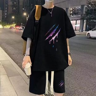 夏季男士短袖t恤2025新款上衣服打底衫修身半袖港版潮牌个性时尚