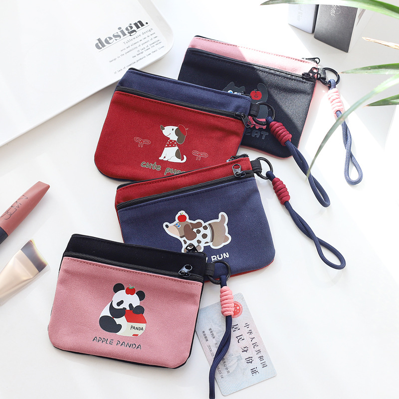 卡通动物零钱包女可爱撞色大容量证件收纳包迷你钱包