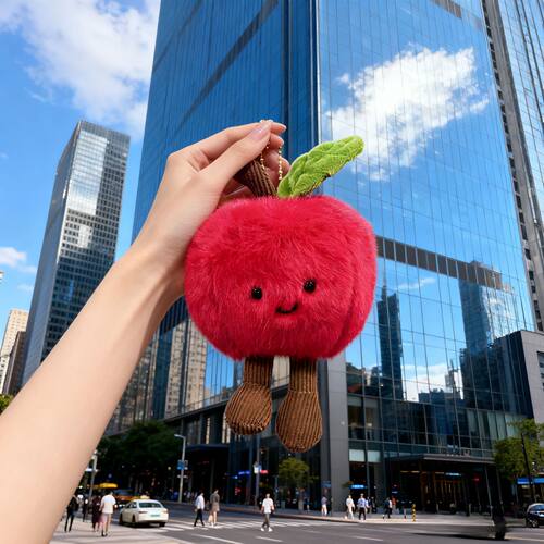 【买2送1】【苹苹安安】可爱苹果毛绒挂件红色钥匙扣包包挂饰创意