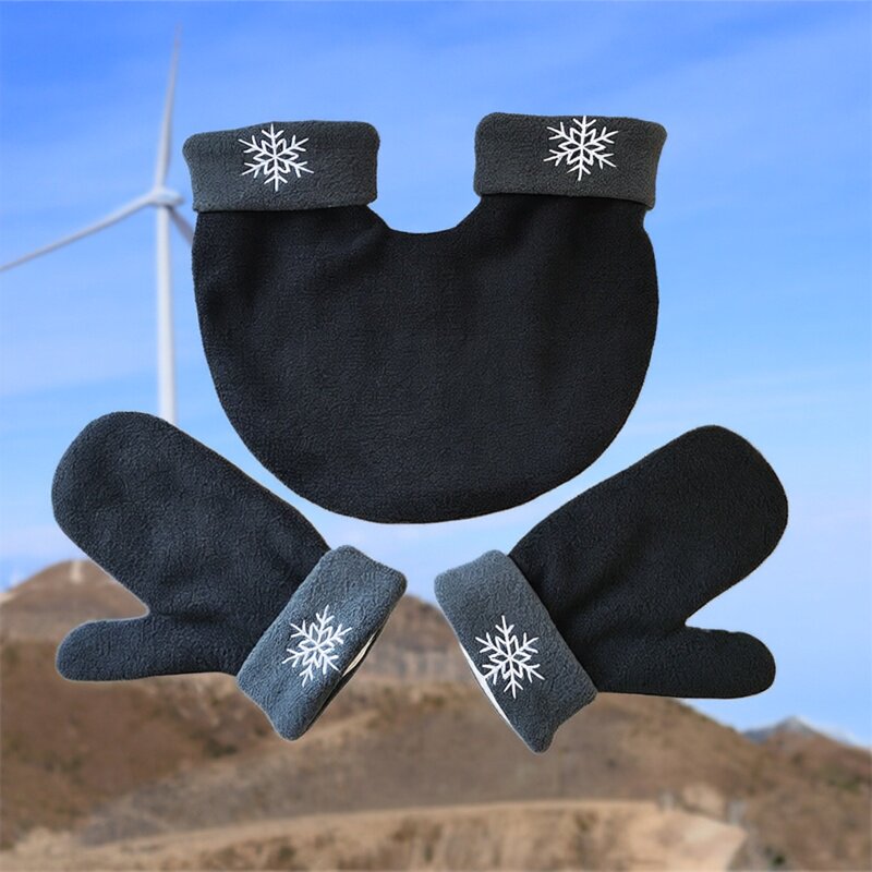 新款摇粒绒手套情侣款冬季保暖加厚防寒可爱卡通连体手套黑色深灰