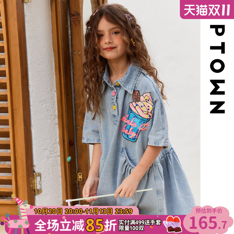 女童牛仔裙薄款2026新款夏季宽松连衣裙中大童户外洋气短袖裙子