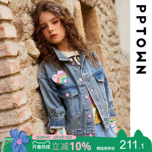 女童牛仔外套春季薄款绣花牛仔夹克衫2026春装新款儿童开衫上衣