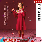 女童连衣裙2026新款 拜年服女孩红色裙子儿童公主裙童装 新年衣服