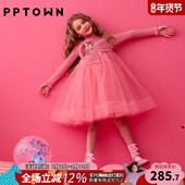 女童网纱公主裙新款 软糯亲肤毛衣拼接纱裙儿童亮片针织裙百搭裙子