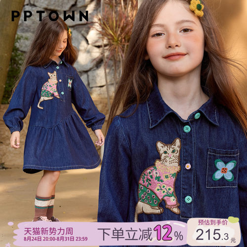 女童连衣裙长袖牛仔裙