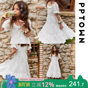 蕾丝长裙 儿童白色公主裙子小女孩纯棉法式 女童连衣裙2026新款 夏季