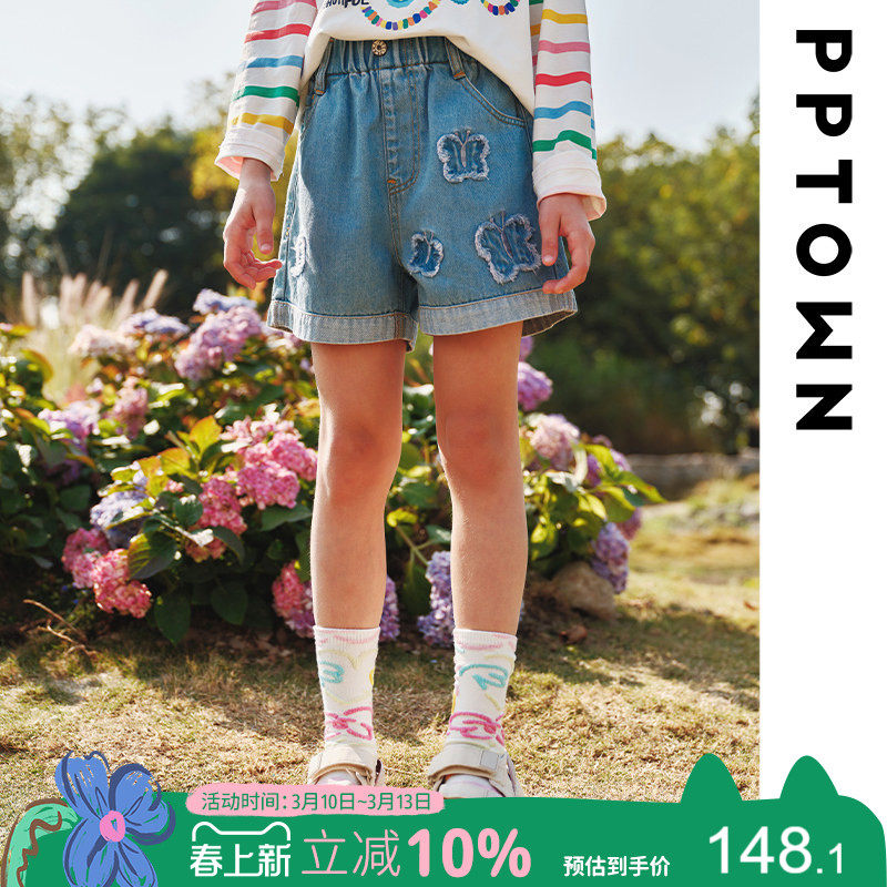 女童裤子夏季薄款2025新款儿童绣花牛仔短裤宽松休闲百搭外穿童装