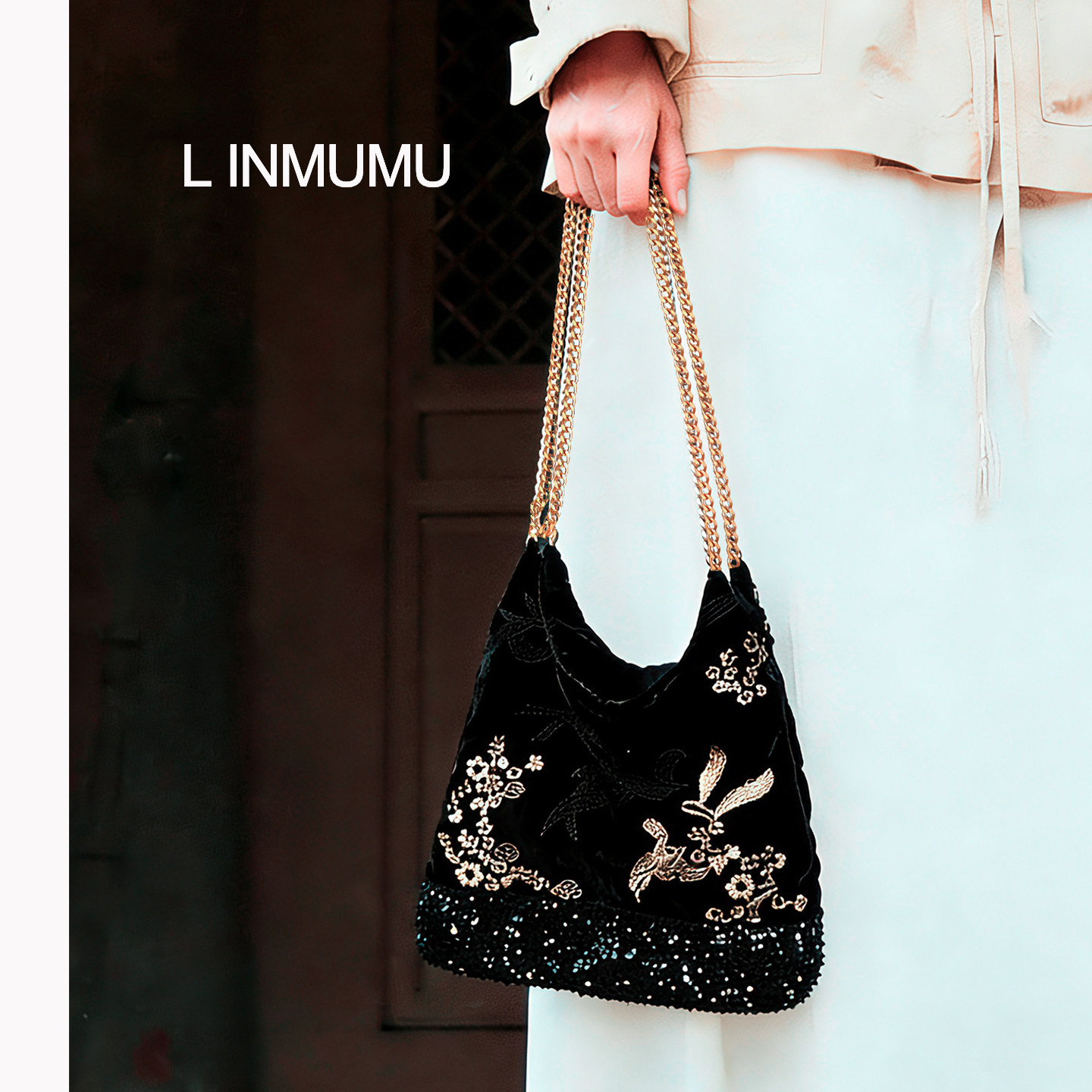 2025新款新中式复古丝绒刺绣包斜挎包亮片珠片包单肩手提链条包,箱包皮具/热销女包/男包,托特包,淘宝优惠券,粉丝福利购,淘宝优惠卷