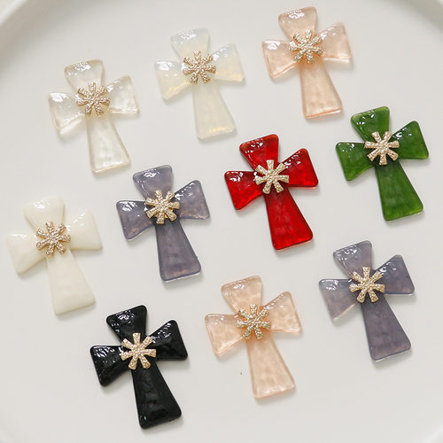 凹凸感六芒星十字架造型贴片时尚百搭头饰耳环女DIY饰品配件