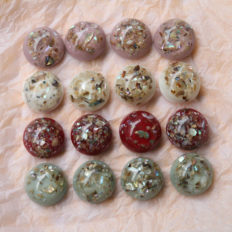 韩国半透金箔贝壳光面半丸贴片diy树脂耳饰发饰手机壳材料