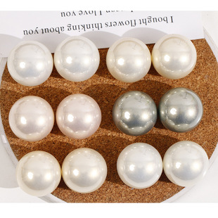 20mm小红书同款高亮亮面仿珍珠圆形半丸耳环发夹女DIY饰品配件