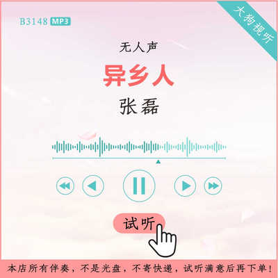 B3148张磊 异乡人 中国好声音 live版伴奏 高品质 无人声