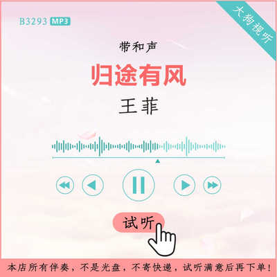 B3293王菲 归途有风 电影主题曲原版伴奏 高品质 带和声