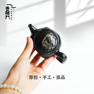 【梅韵】130cc天然冰碛岩手工石茶壶高端送礼茶器