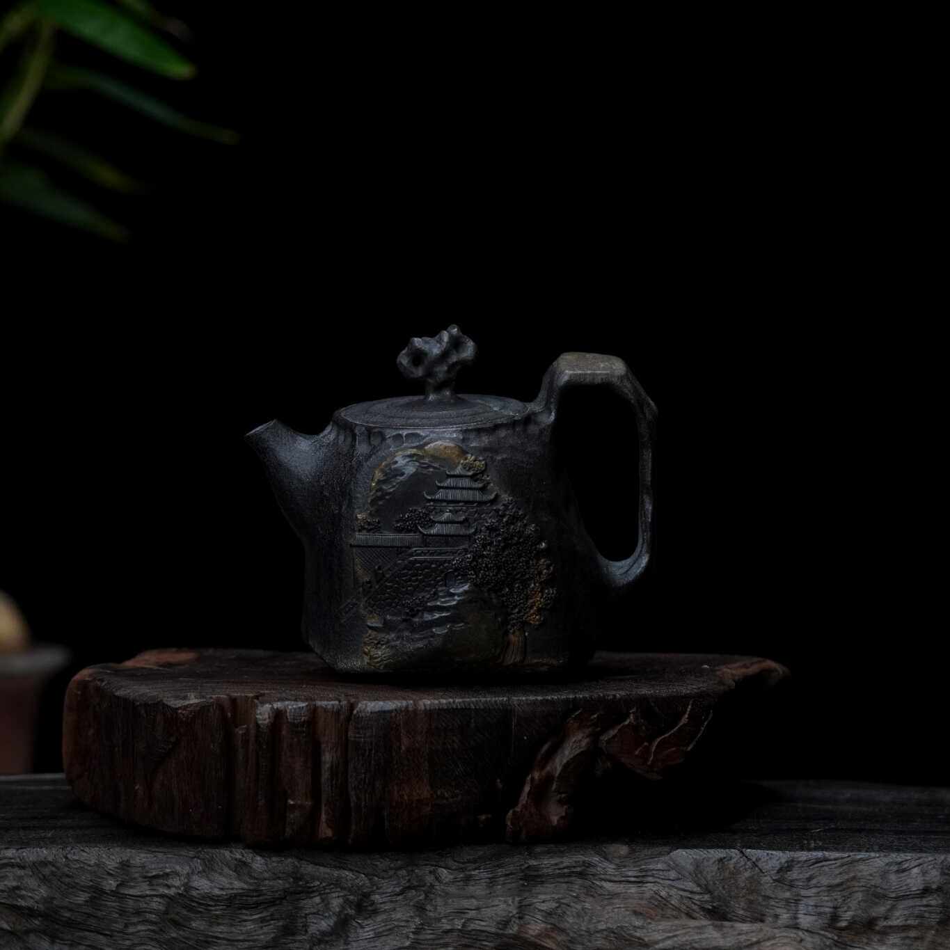 壶临门【枫桥夜泊】天然冰碛岩石茶壶茶具高端纯手工大师亲工送礼