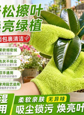 家用花草除尘擦叶片手套树叶擦灰手套绒毛缝隙清洁用超细纤维手套