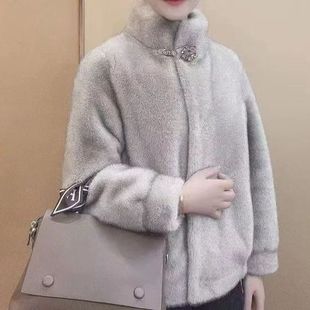 2024年水貂绒女皮草短外套立领加厚款 高贵洋气百搭上衣 气质妈妈装