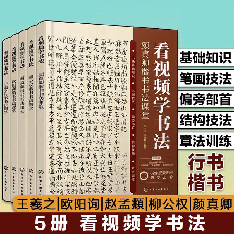 【全5册】颜真卿楷书书法课堂+柳公权楷书书法课堂+赵孟頫楷书书法课堂+王羲之行书书法课堂+欧阳询楷书书法课堂 书法入门教程